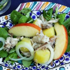 Koude maaltijdsalade met makreel en appel