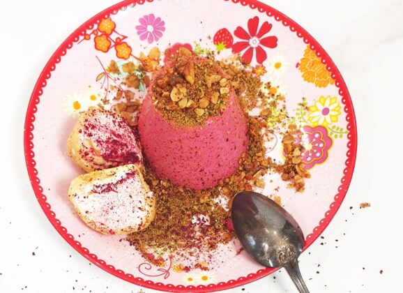 Panna cotta met rode biet