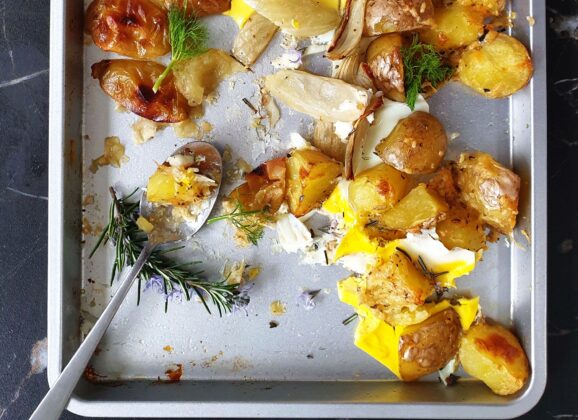 Traybake met venkel en aardappel
